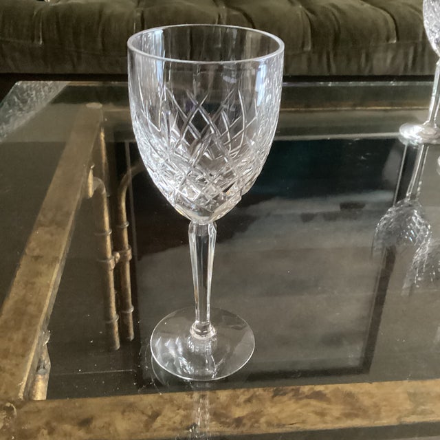 Like new wedding gift Crystal unused. 12 wine glasses. 12 water glasses. Unknown Brand. Water 3” diameter x 8” high Wine...