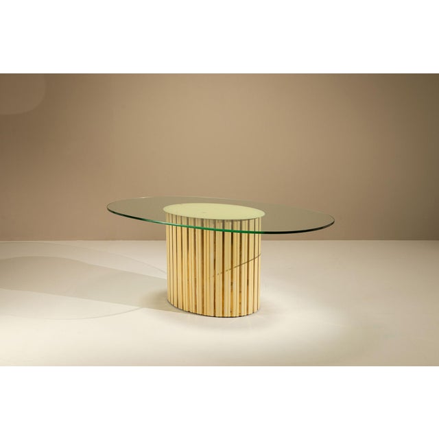 Vintage Oval Dining Table with Glass Top, Italy, 1970s For Sale - Image 6 of 12