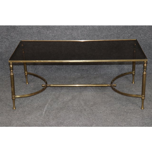 1960s 1960's Smoke Glass Maison Jansen Style Brass Coffee Table For Sale - Image 5 of 11