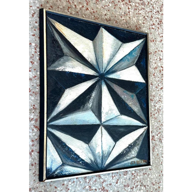 Abstract Vintage Boho Original Star Abstract Painting on Canvas For Sale - Image 3 of 4
