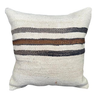 Turkish Hemp Pillow Cushion Natural Beige Black Pillow Cushion Cover 20"x20" For Sale