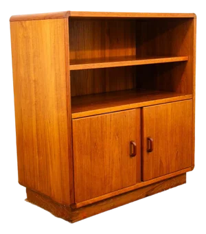 Mid Century Danish Modern Bookshelf Media Cabinet Teak Shelves 2 Doors MCM Shelf