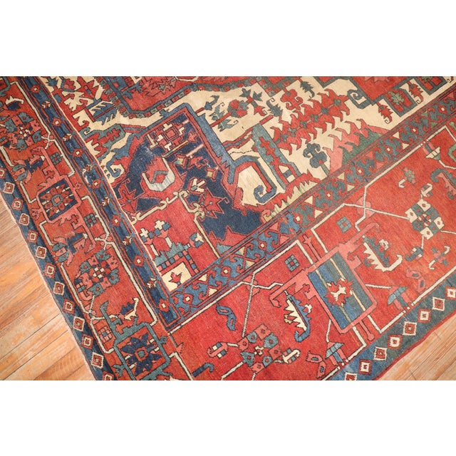 Zabihi Collection Pictorial Animal Figure Antique Persian Serapi Carpet - 11'1" x 15'1" For Sale - Image 11 of 18