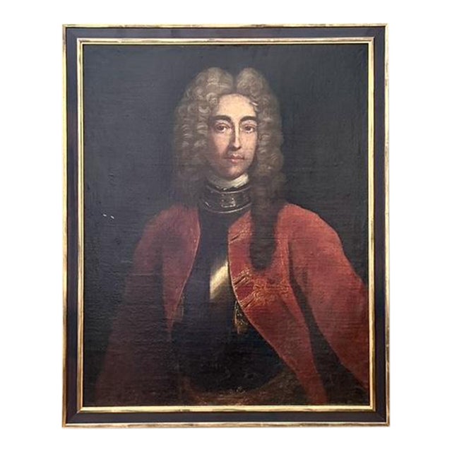 Vintage 1716 Original Oil Portrait of Gentleman For Sale