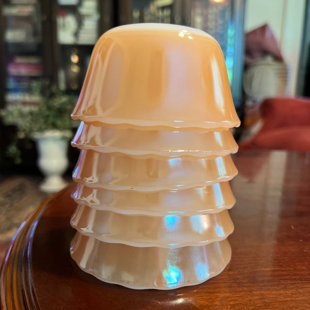 Glass Vintage Fire King Peach Custard Cups, Ramekins, Set of Six Dessert Cups For Sale - Image 7 of 9