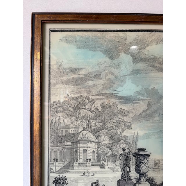 Vintage French Architectural Landscape Engraving, Framed For Sale - Image 4 of 12
