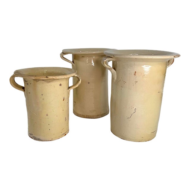 19th Century Italian Confit Jars / Pots- Set of 3 For Sale