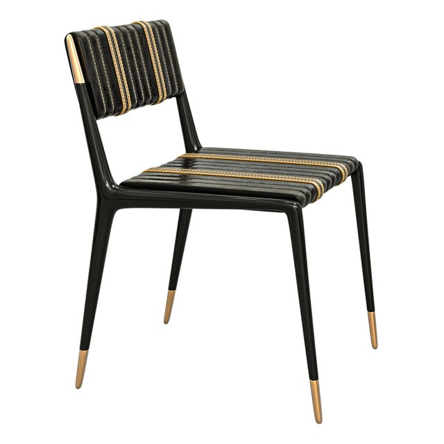 Metal "Gusto" Chair, Stainless Steel, Bronze Details, Tailor Made Leather For Sale - Image 7 of 8