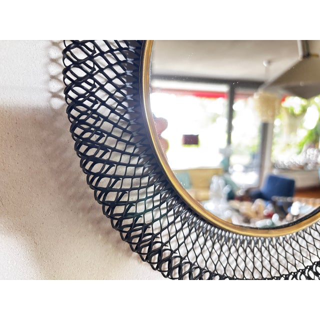 1950s Vintage Expanded Metal Wall Mirror, Germany, 1950 For Sale - Image 5 of 7