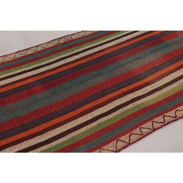 1950s Vintage Persian Kilim, Vibrant Geometric Stripe Patterns - Rug & Kilim For Sale - Image 5 of 9