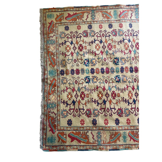 Handwoven Caucasian Style Soumak Rug with Zoomorphic Motifs, 1960s For Sale - Image 3 of 9