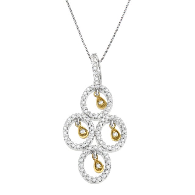 Certain to scatter shine everywhere; this uniquely designed pendant with circular and teardrop accents makes a perfect...