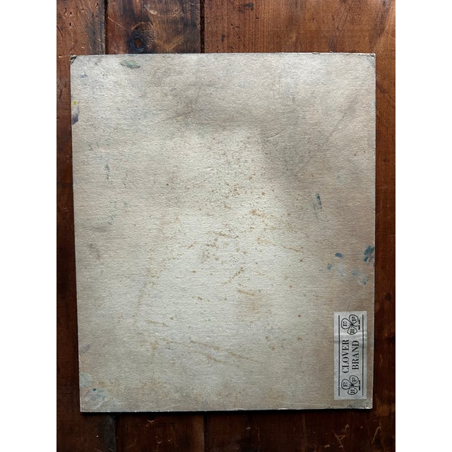 1960s Vintage Oil Painting Portrait of a Dark Haired Man in a Suit ~ Unframed For Sale - Image 5 of 5