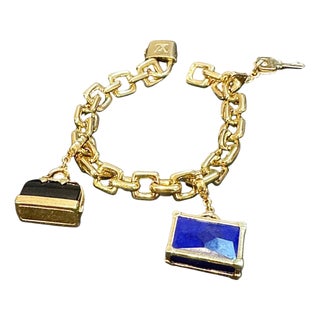 Louis Vuitton Padlock & Keys+ Two Bags Charm Yellow Gold Bracelet 125.7 Gm 18 KG For Sale