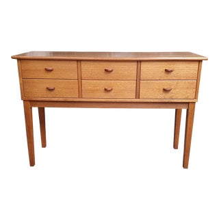 1970s Pbj Mobelfabrik Teak 6 Drawer Console Table For Sale