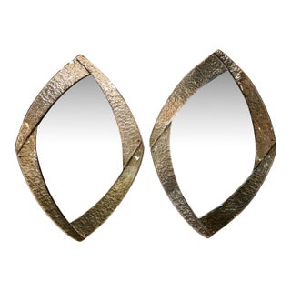Pair of Murano Mondernist Silver Mirrors For Sale