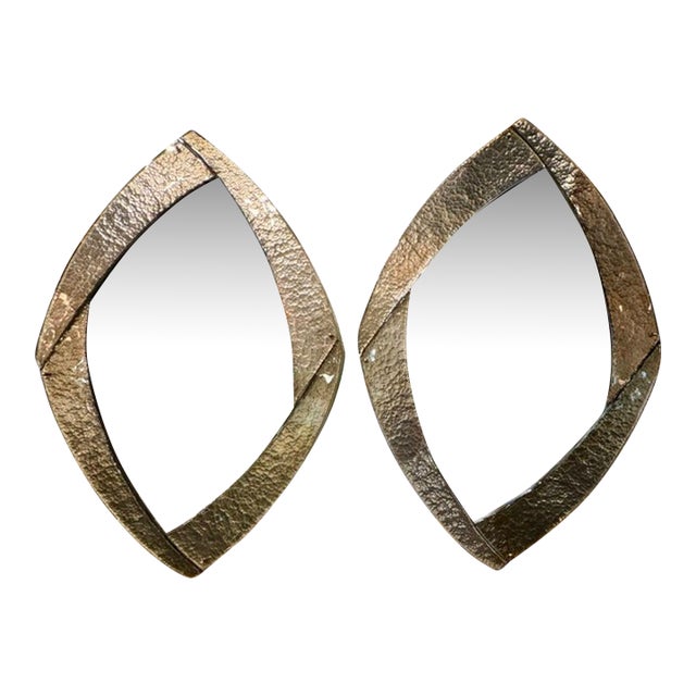 Pair of Murano Mondernist Silver Mirrors For Sale