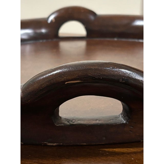 Late 20th Century Vintage Tray - Platter 21" Carved Wood Serving For Sale - Image 5 of 9