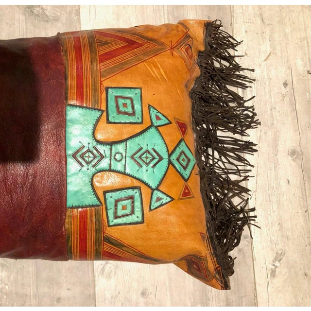 Vintage Tuareg Leather Tent Cushion, 1960s For Sale - Image 11 of 14