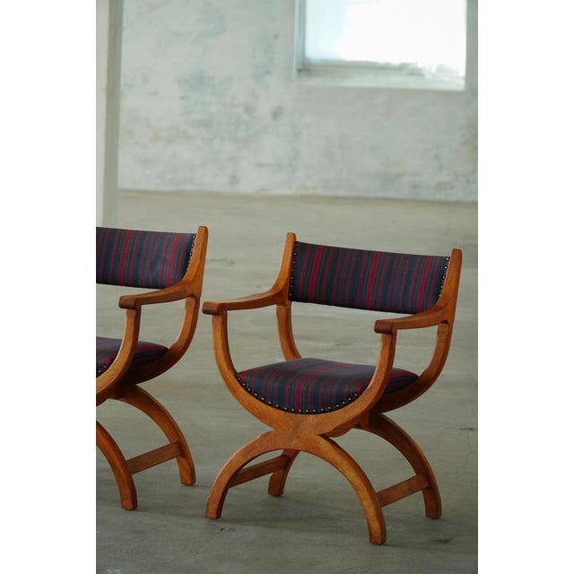 Danish Modern Oak Model Kurul Armchairs attributed to Henning Kjærnulf, 1960s, Set of 2 For Sale - Image 3 of 18