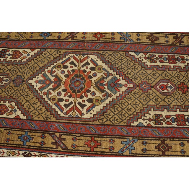Late 19th Century 1890s Tan Camel Medallion Antique Persian Serab Rug 3'5" X 12'5" Handknotted Wool Carpet For Sale - Image 5 of 6