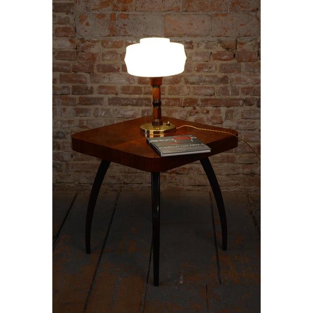 Mid-Century Table Lamp in Walnut, Brass and Glass, Czech, 1960s For Sale - Image 12 of 13
