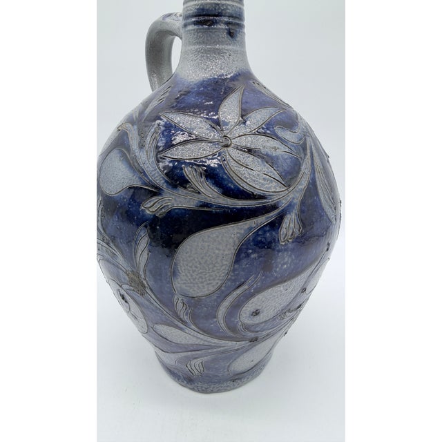 Antique German Westerwald Blue Incised Stoneware Jug, Circa 19th Century For Sale - Image 9 of 17