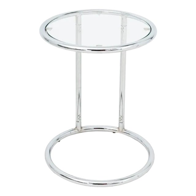 Eileen Gray Style Chrome and Glass Side Table For Sale