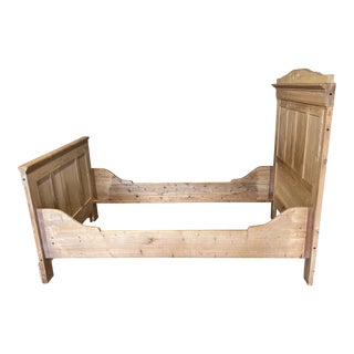 19th Century German Pine Sleigh Bed For Sale