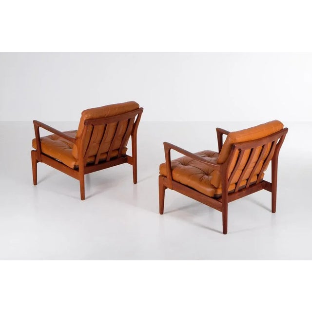 Wood Set of Kuba Armchairs attributed to Bertil Fridhagen for Bodafors, Sweden, 1960s For Sale - Image 7 of 11