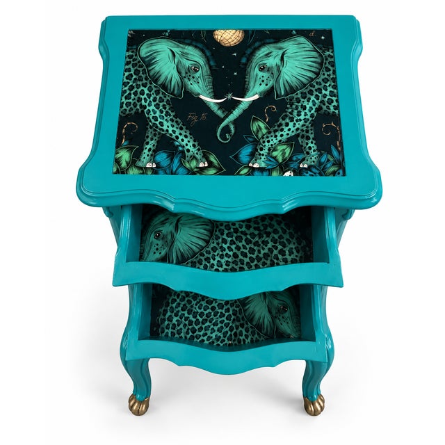 Rococo Bespoke Turquoise Rococo-Style Accent Chest With Emma Shipley Designs by Mary Street Gallery For Sale - Image 3 of 6