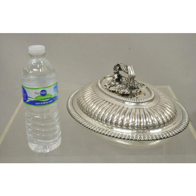 Antique Elkington Co English Regency Silver Plated Covered Serving Dish Platter For Sale - Image 11 of 12