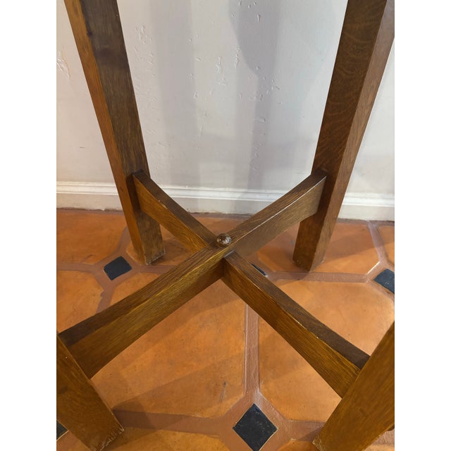 Brown Vintage Gustav Stickley Side Tile Plant Table 2003 For Sale - Image 8 of 11