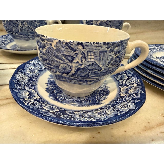 Mid 20th Century English Blue and White Tea Set, Service for 5 For Sale - Image 4 of 6