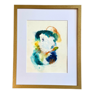 "Climate Change" Contemporary Abstract Watercolor and Ink Painting on Paper, Framed