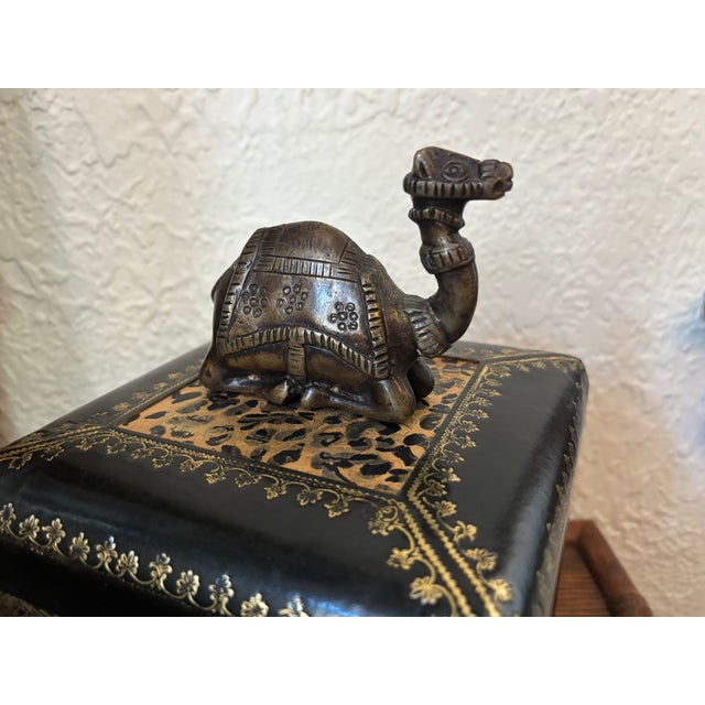 Black 1990s John-Richard Leather and Brass Hinged Box For Sale - Image 8 of 13