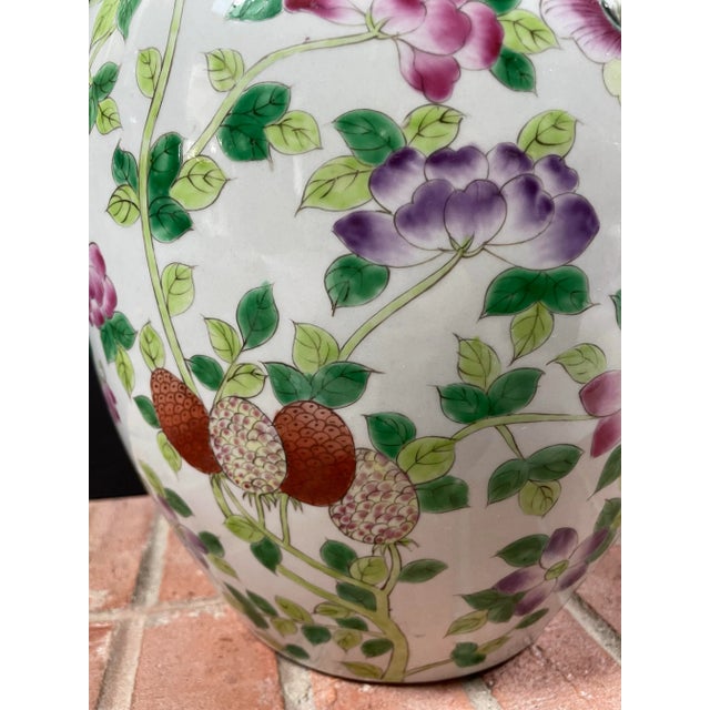 Large Chinese Hand Painted Porcelain Ginger Jar - 16” Tall For Sale - Image 10 of 11