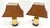Pair of Asian Style c1070s Cylinder Shape Base Table Lamps Wooden Feet MINT!