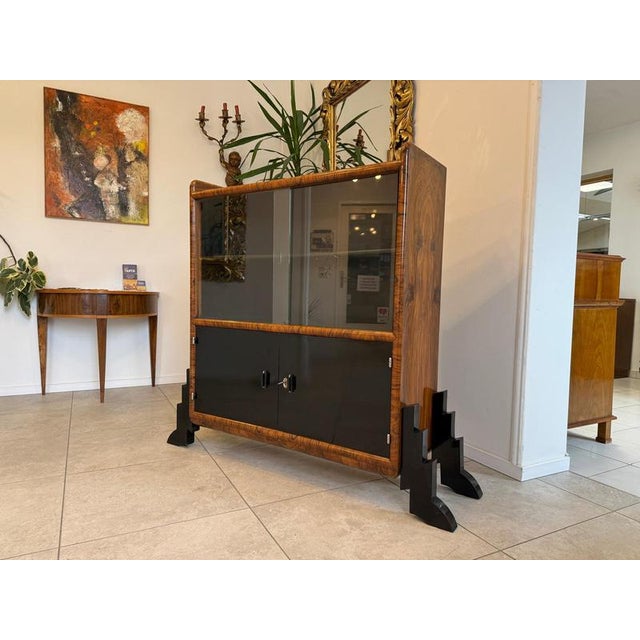 Wood Art Deco Glass Display Cabinet or Bookcase from ATK, 1920s For Sale - Image 7 of 18