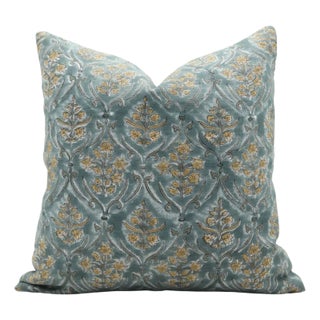 Fabdivine Indian Block Print Cushion Cover 14x14 Inch Off-White Linen-Vishal Pushp For Sale