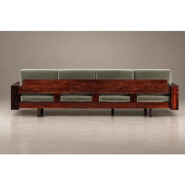 Brazilian Modern Rosewood Sofa in Celadon Mohair by Celina, Brazil, 1960s For Sale - Image 17 of 18