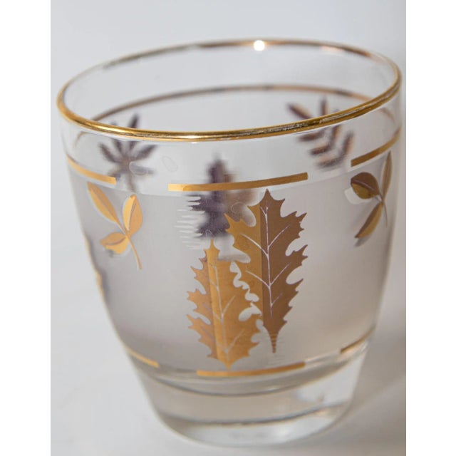 Glass Vintage Libbey Frosted & Golden Foliage Cocktail Glasses, Set of 6 For Sale - Image 7 of 13