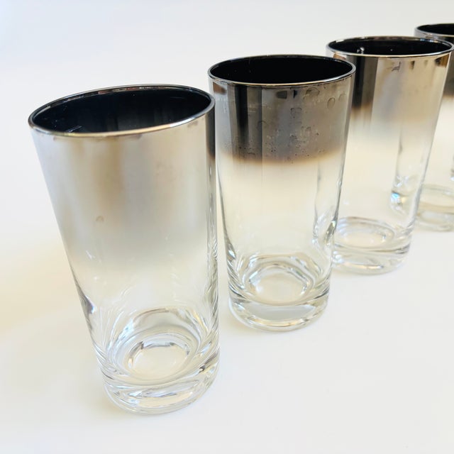 Mid Century Silver Fade Highball Tumblers by Vitreon - Set of 6 For Sale - Image 10 of 13