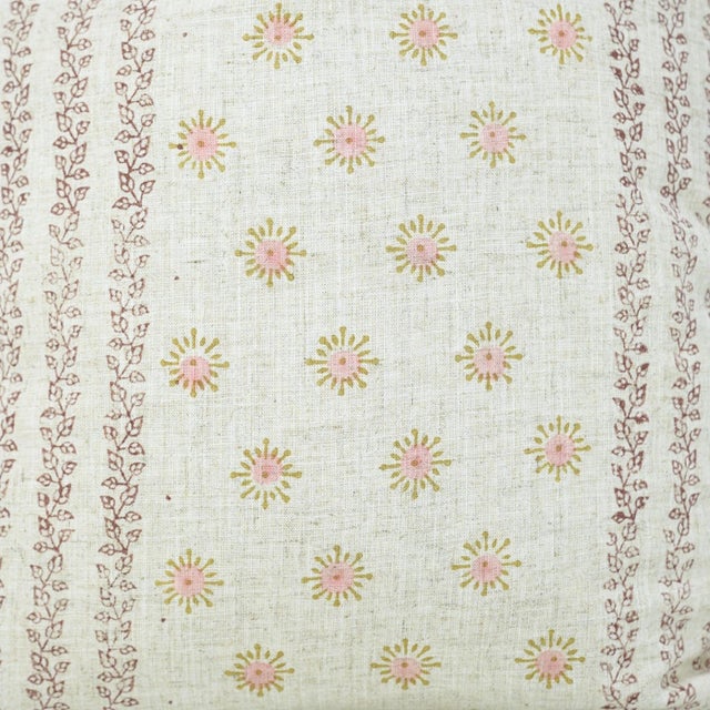 Textile Fabdivine Artisan Block Printed Viscose Linen Pillow Cover 24x24 – Happy Bloom Decorative Throw Case For Sale - Image 7 of 9