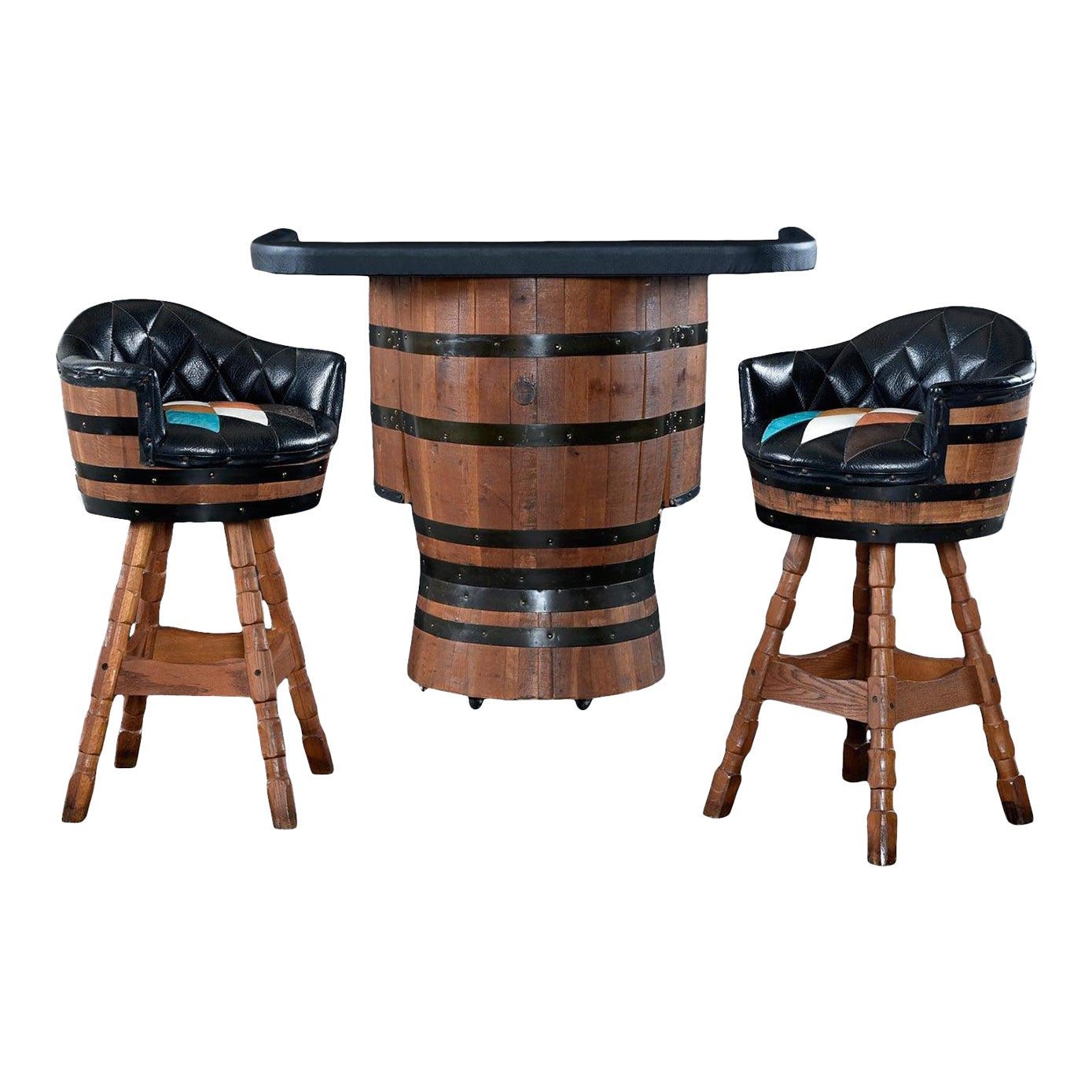 Brothers Furniture MidCentury Modern Whiskey Barrel Bar With Bar