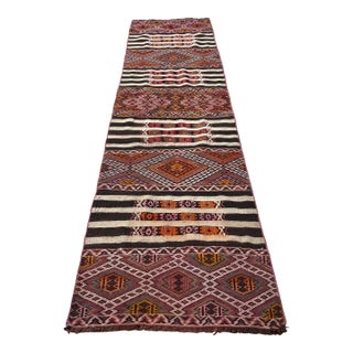 Vintage Embroidery Kilim Rug Runner For Sale