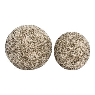 Pair of Modern Ball Pillows With Elitis Fabric by Mogul For Sale