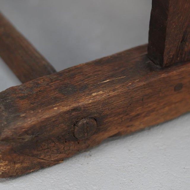 Rustic Farmhouse Wabi Sabi Primitive Side Table from Oak For Sale - Image 6 of 10