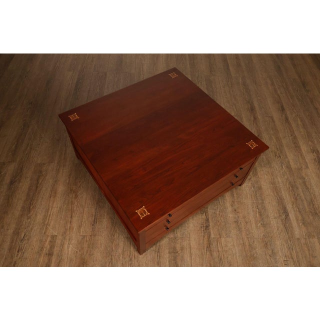 Stickley Harvey Ellis Square Cherry Storage Cocktail Table For Sale - Image 12 of 18
