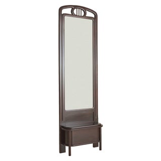 Austrian Art Nouveau Mahogany Floor Mirror, 1910s For Sale